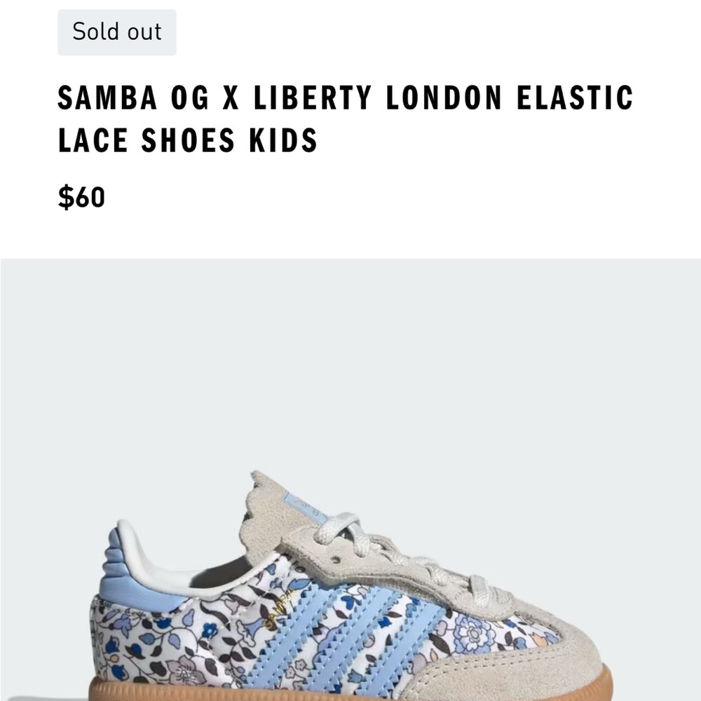 Adidas Samba OG Kids Sneakers - Blue and Gray Floral